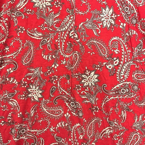 J. Jill Women Popover Tunic Top Blouse Shirt Size XL Red Paisley Button 3/4 Slv - Picture 4 of 6